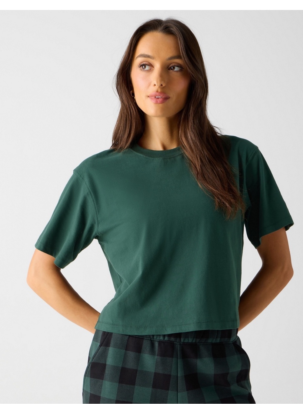 FABLETICS 100% Cotton Boxy Tee Short Sleeve Top Shirt Everpine Green Small S New
